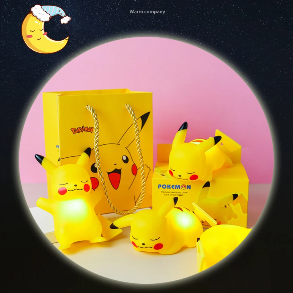 Pokemon Pikachu luce notturna incandescente giocattolo per bambini Pokemon Pikachu carino lampada da comodino compleanno per bambini regalo di natale