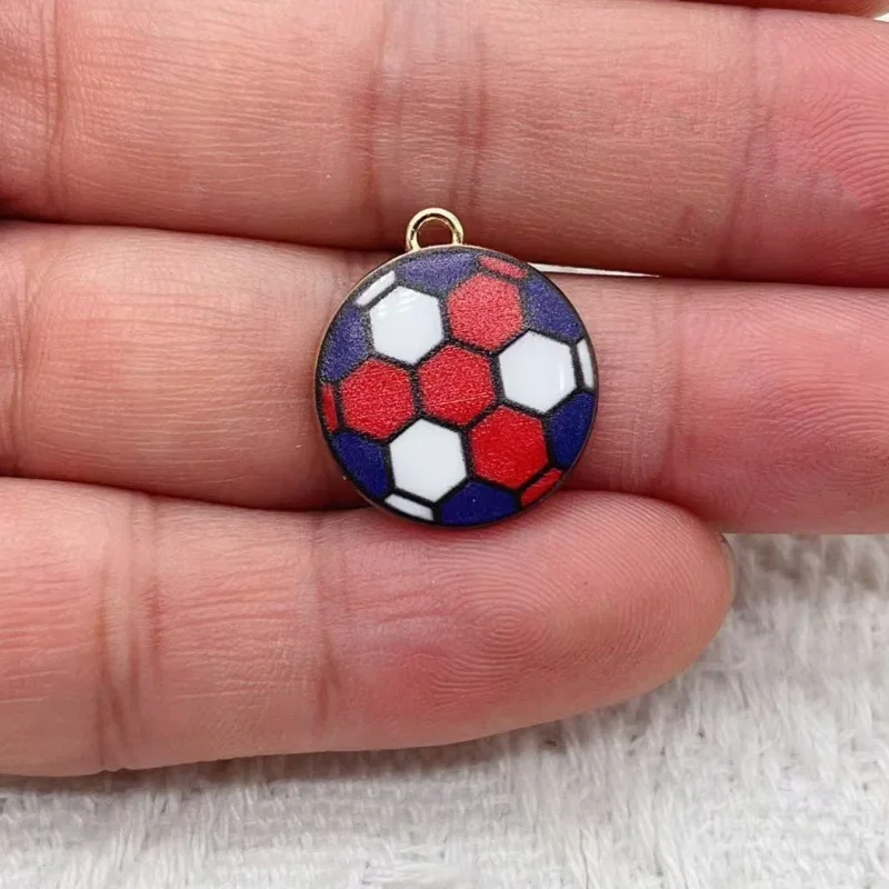 10pcs New Colorful Cute Football Enamel Charms Grateful Father's Day Soccer Sports Pendants For Making Handmade DIY Jewelry