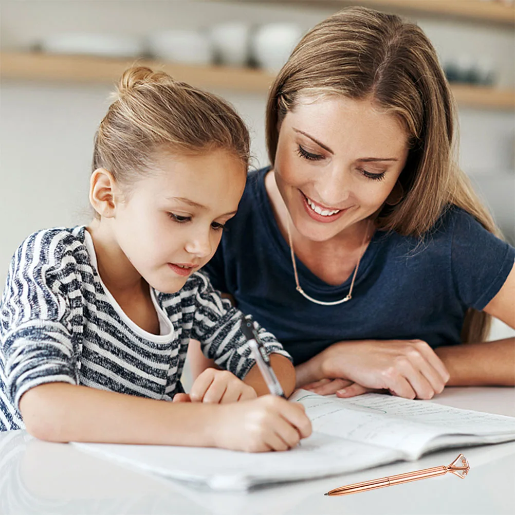 

2pcs Metal Ballpoint Pen Cute Portable Writing Pen For Students Home Supplies Rhinestone Decor Daily Use Quick-Dry Ink Greeting