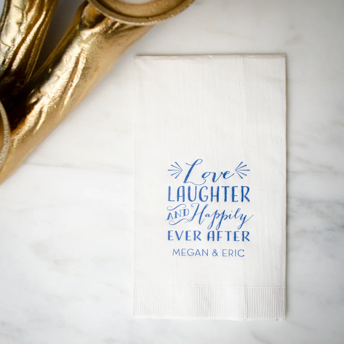 Love Laughter and Happily Ever After Guest Towels, Custom 3 Ply Party Napkins, Wedding Bathroom Hand Towels, Printed Rehearsal D