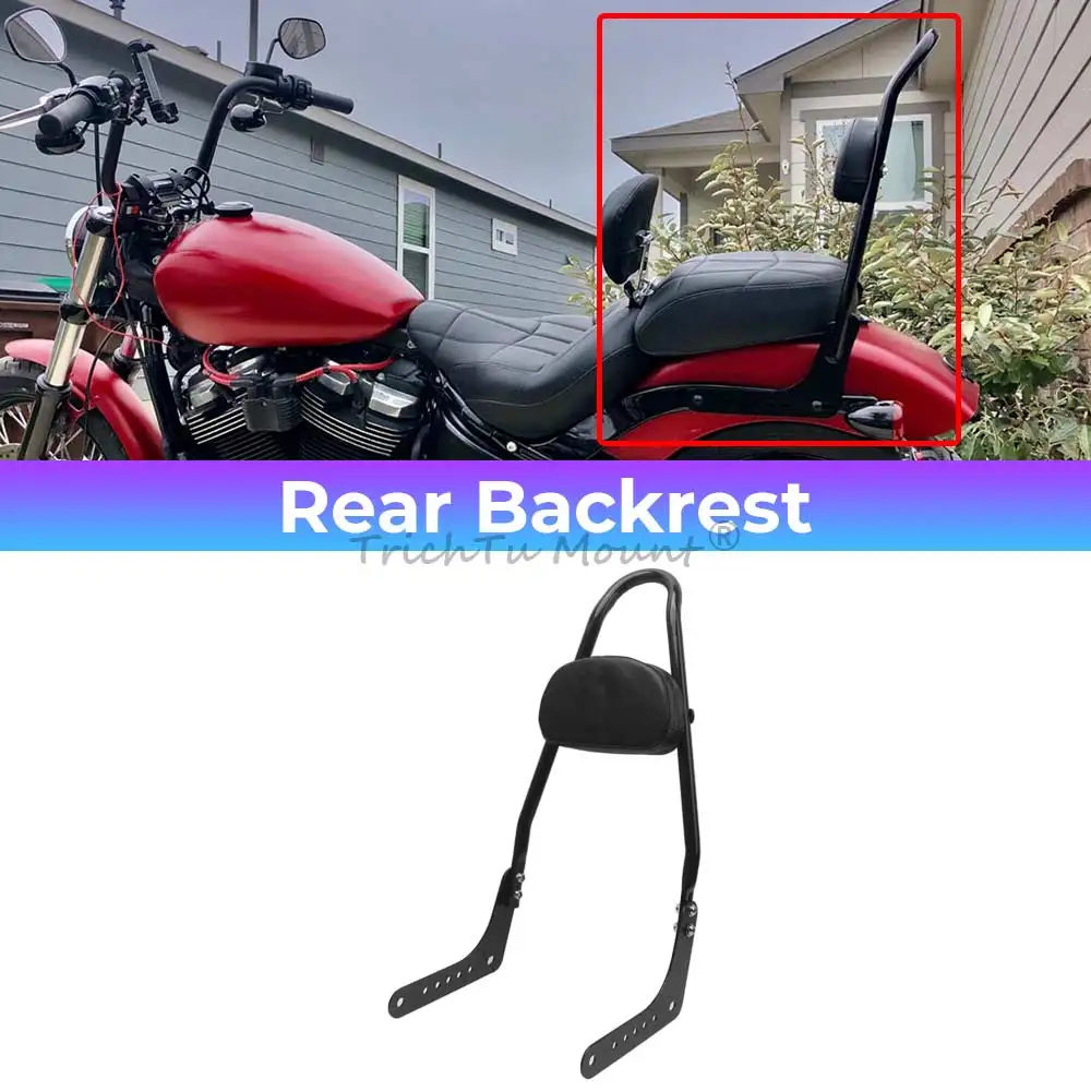 

For Harley Softail Street Bob Heritage Classic FXBB FLHC 2018+ Detachable Sissy Bar Motorcycle Black Rear Passenger Backrest Pad