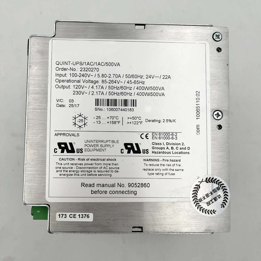 

2320270 For Phoenix Power Supply QUINT-UPS/1AC/1AC/500VA 24V 400W