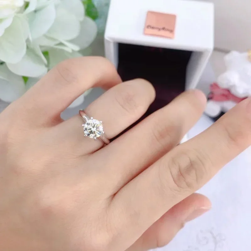 New Exquisite Never Fading Luxurious Classic 6 Prong Set Solitaire 0.5ct/1ct/2ct Zirconia Open Ring Women Wedding Jewelry Gift