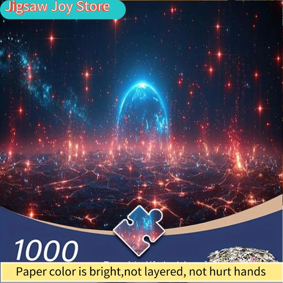 

1000pcs Adult Jigsaw Puzzle - Blue Planet with Luminous Stars & Deep Blue Sky, Educational & Leisure Activity, Enthusiast Gift