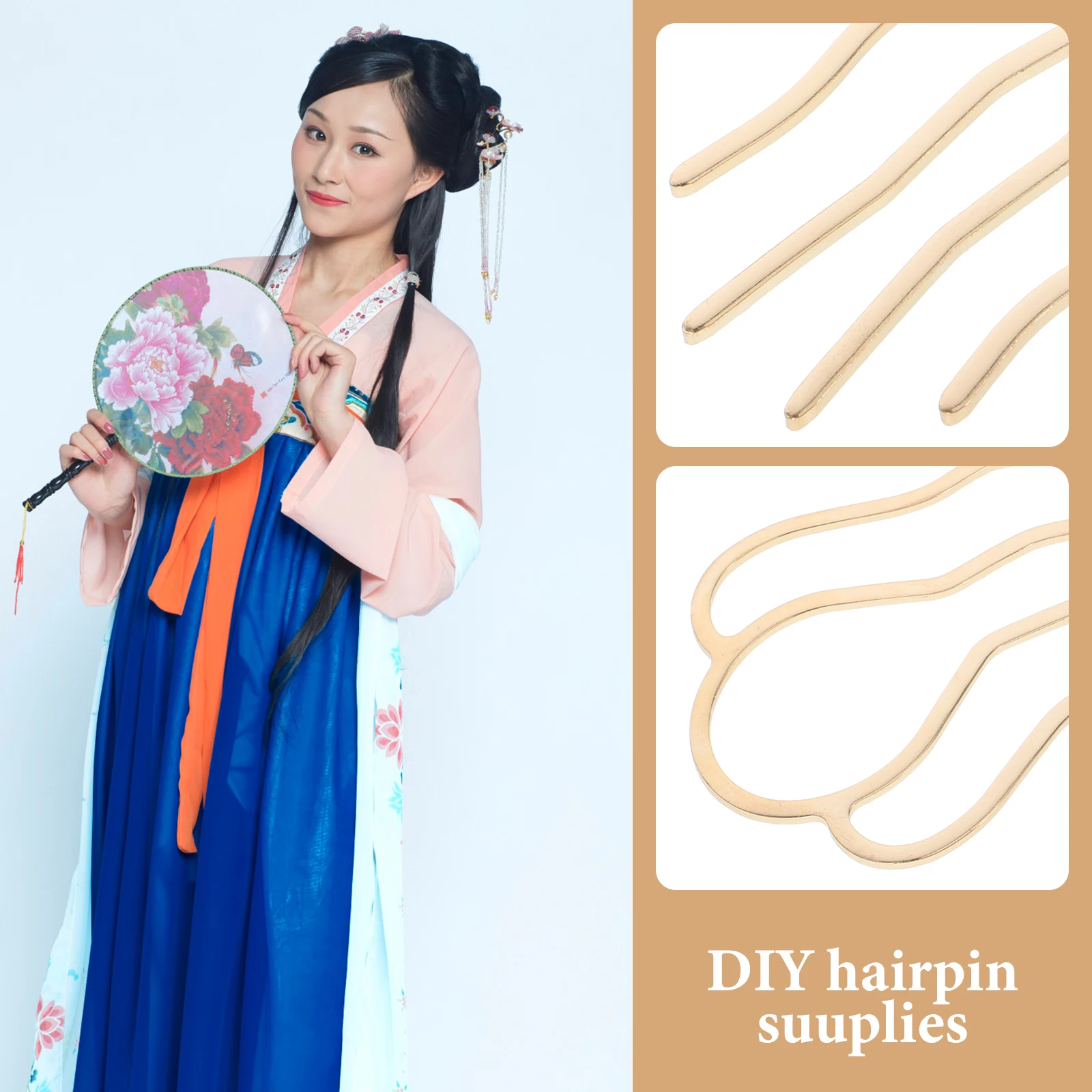 

6pcs Metal Hairpin for DIY Ancient Headdress Women Bride Clips Han Clothing Wedding Engagement Birthday Decor Supplies