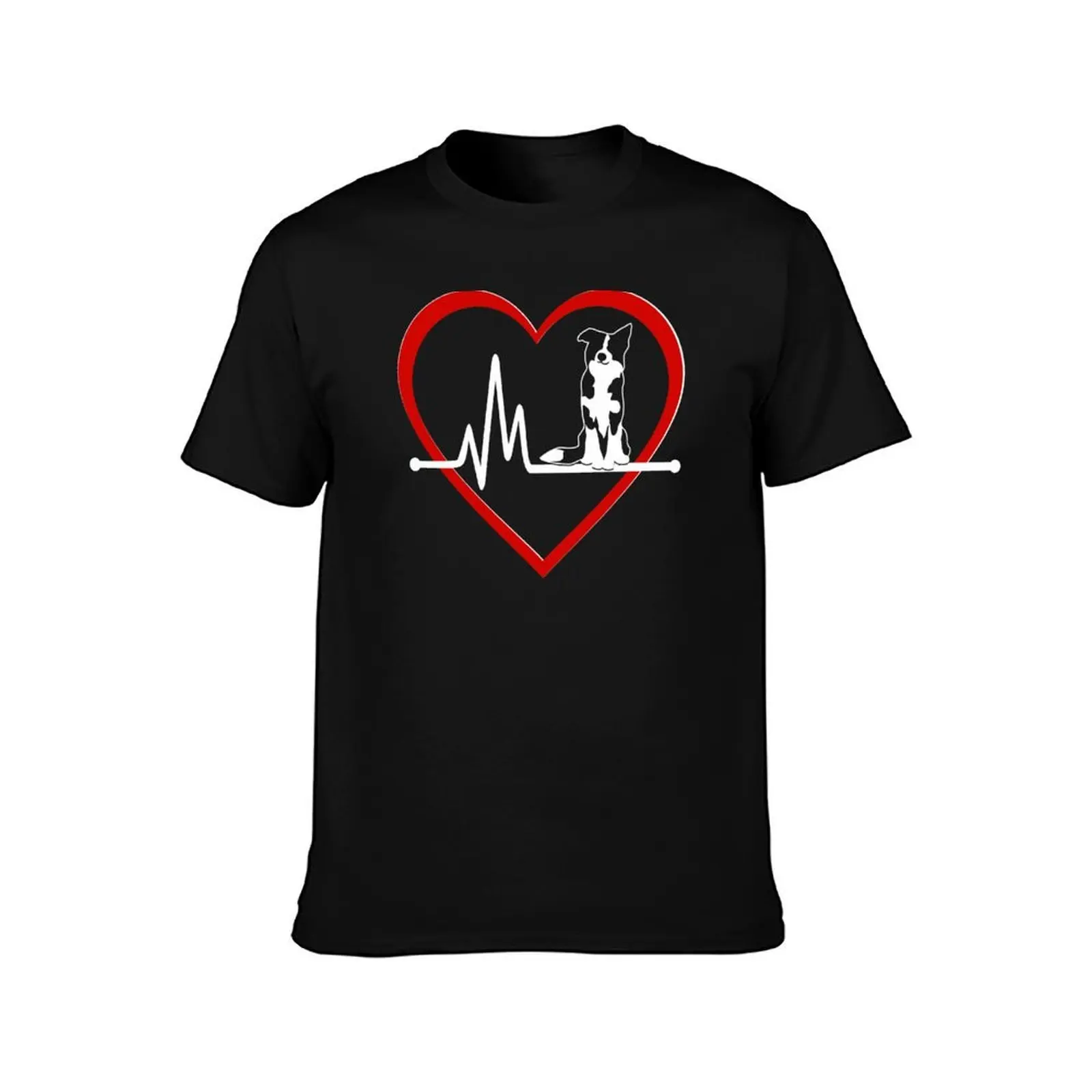Border Collie Heart Beat Love NickerStickers? on Redbubble T-Shirt Casual Streetwear Short Sleeve Tee T-Shirt