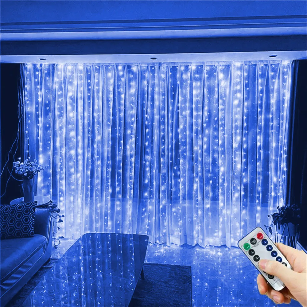 

600/300/200/100LED Curtain String Lights Window USB Powered Fairy Light New Year 2025 Garland Led Lights Christmas Decoration