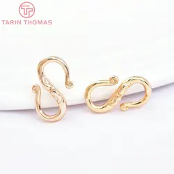 (3284)10PCS 9.5x17MM 24K Gold Color Brass S Shape Necklaces Bracelets Clasps High Quality Diy Jewelry Findings Accessories