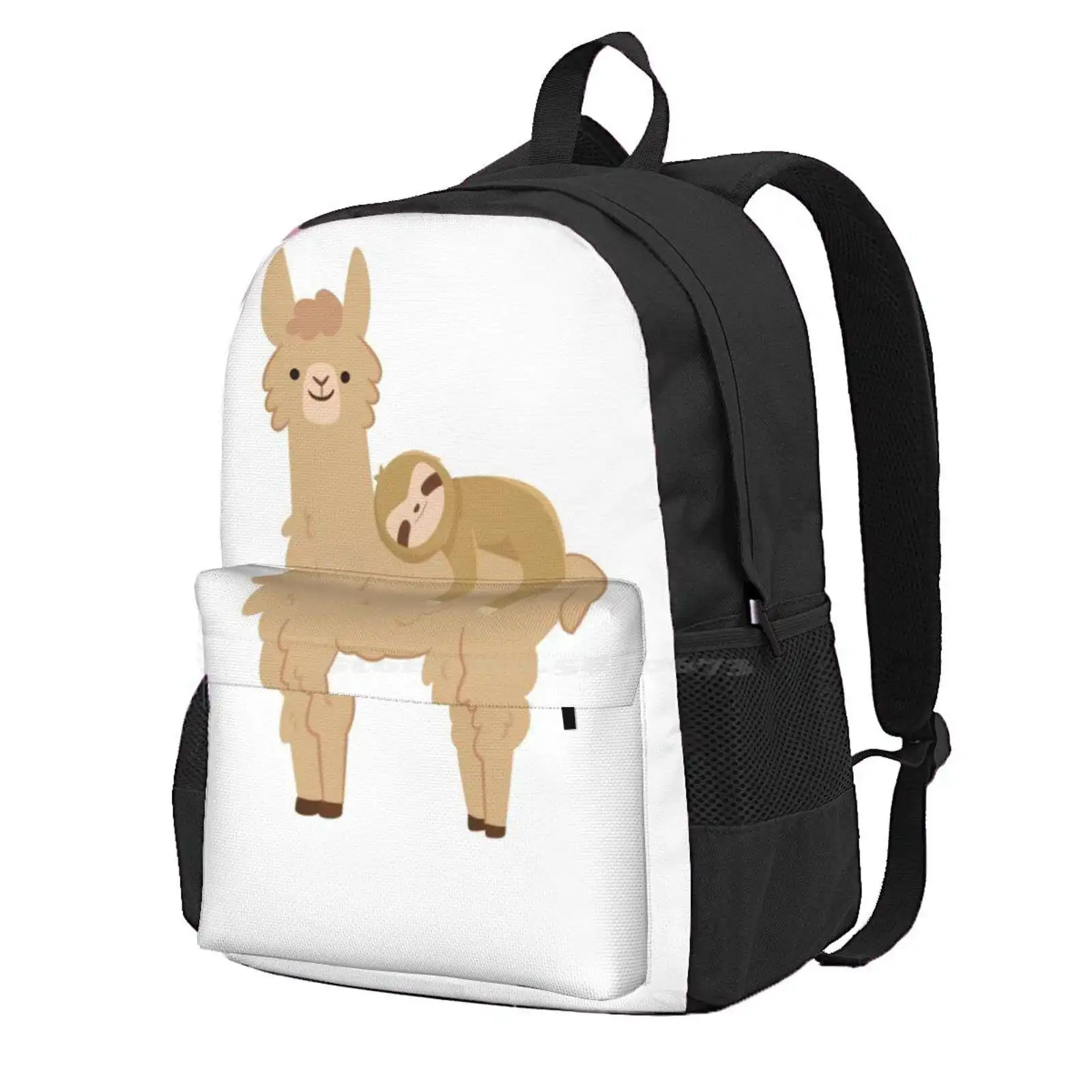 Adorable Sloth Relaxing On A Llama | Funny Llama Sloth Hot Sale Schoolbag Backpack Fashion Bags Funny Sloth Llama Funny Llama