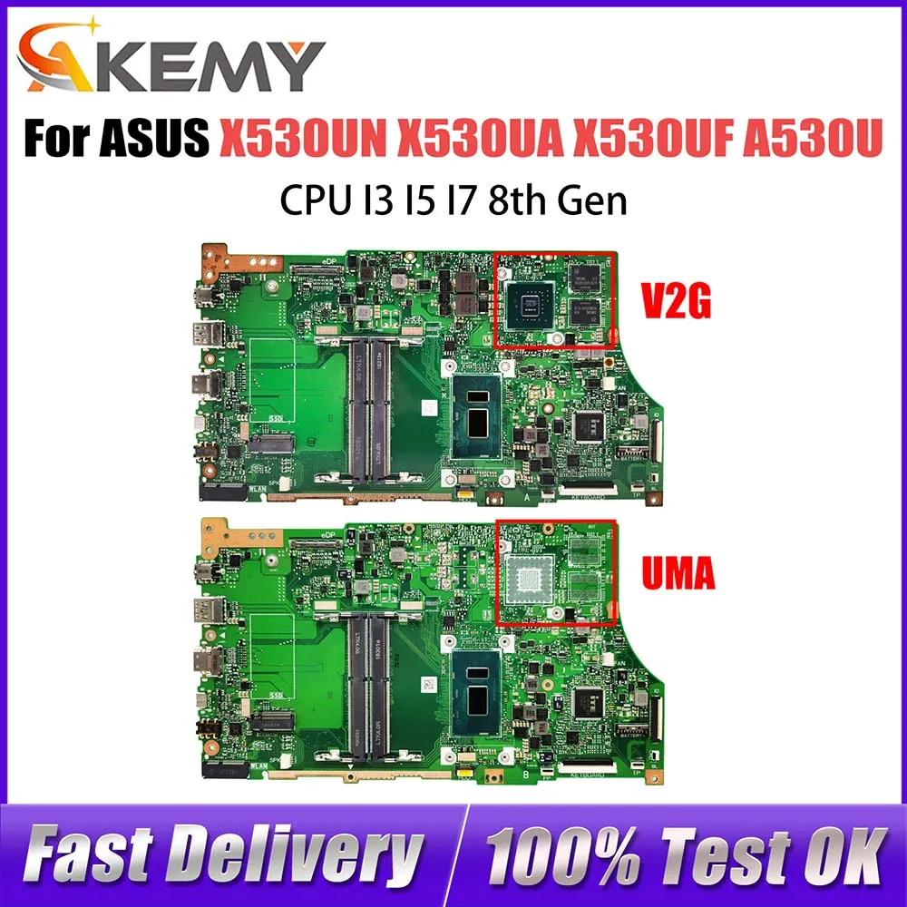 

X530UN Mainboard For ASUS X530UA X530UF A530U F530U V530U R530U K530U S530U X530UNO Laptop Motherboard I3 I5 I7 8th CPU