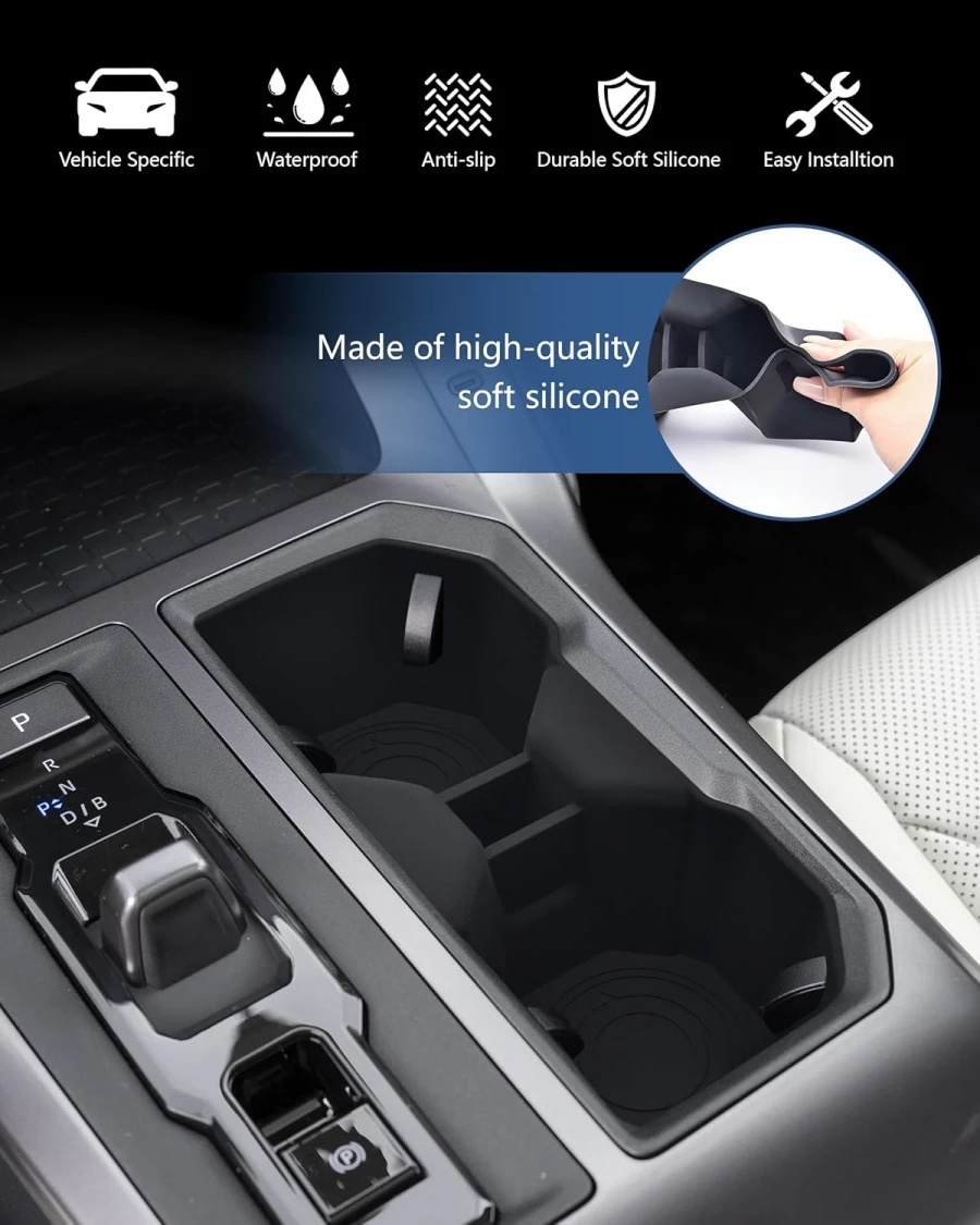 5-teiliges Mittelkonsolen-Organizer-Set für Toyota RAV4 2026+ LHD RHD Auto-Armlehnenbox Getränkehalter Kabelloses Laden Rutschfeste Matte – Detail 4