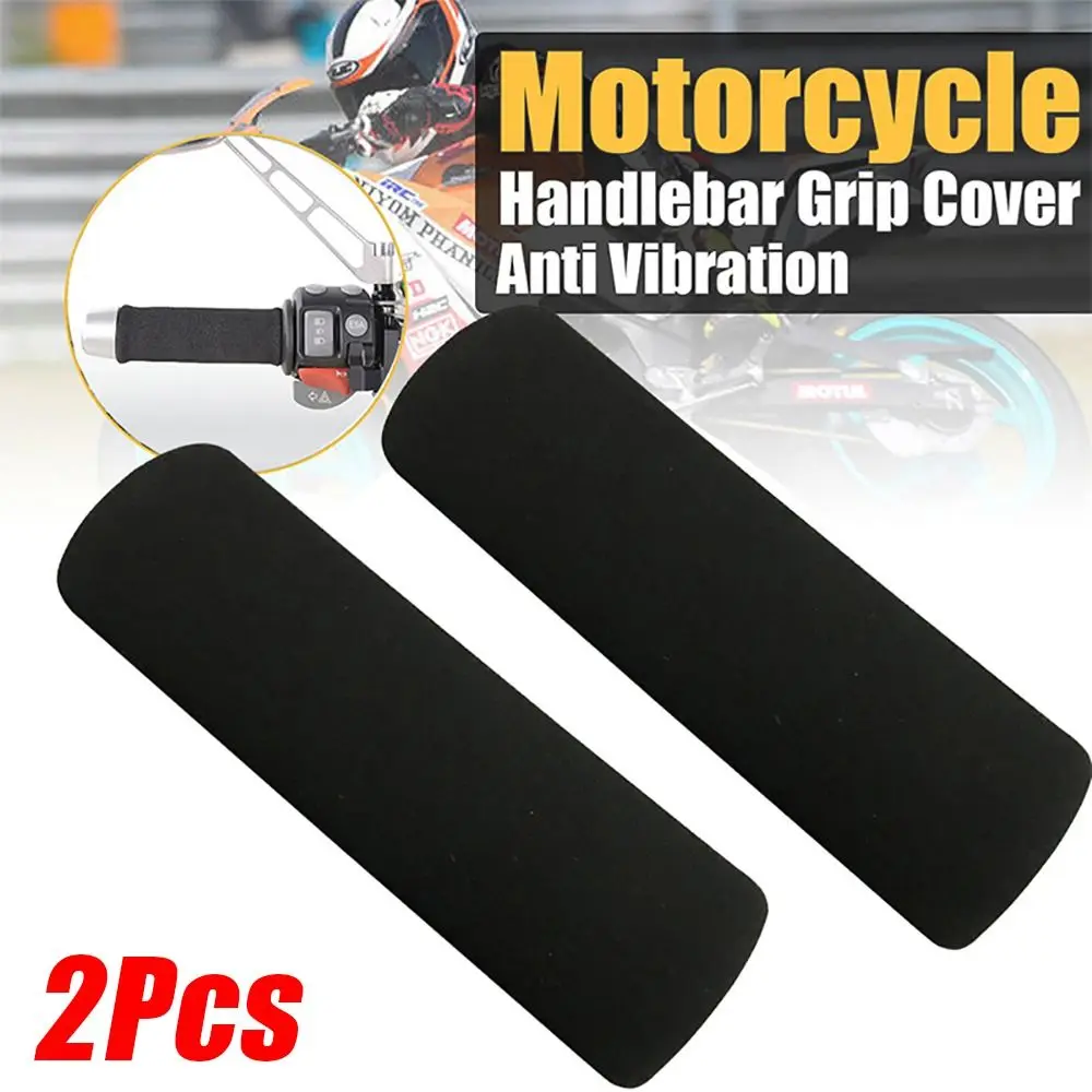 1Pair Non-Slip Motorcycle Grip Covers Black Anti Vibration Handlebar Sleeve Universal Heat Shrinkable Sponge Grip Protector