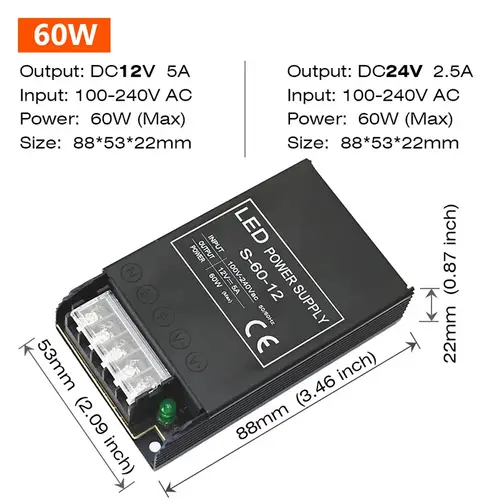 Constant Voltage Power Supply 48W 60W 100W 150W 200W 300W 400W Thin Driver For LED Strips DC 12V / 24V Lighting Transformers - Image 12