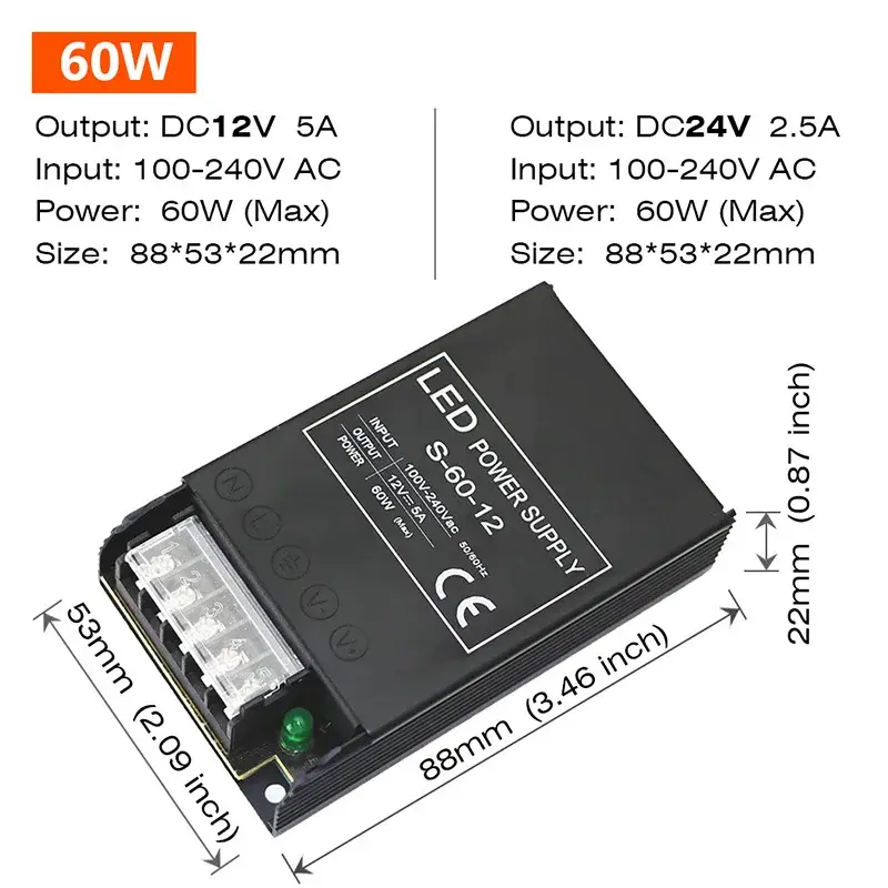 Constant Voltage Power Supply 48W 60W 100W 150W 200W 300W 400W Thin Driver For LED Strips DC 12V / 24V Lighting Transformers - Image 12