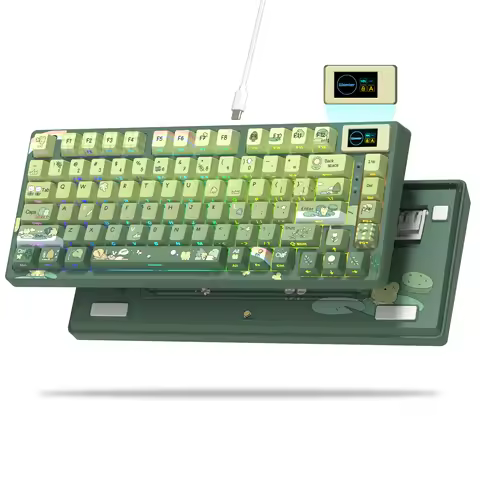 Womier SK80 Green 75% Keyboard with Color OLED Display Mechanical Gaming Keyboard Gasket Mounted RGB Hot Swap Custom Keyboard