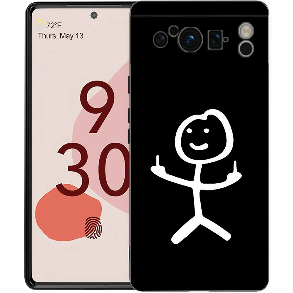 funny Cute Cartoon Matchman Phone Case For Google Pixel 8 A 7 6 Pro Soft TPU Shell For Pixel 6A Silicone Shockproof Black Cover