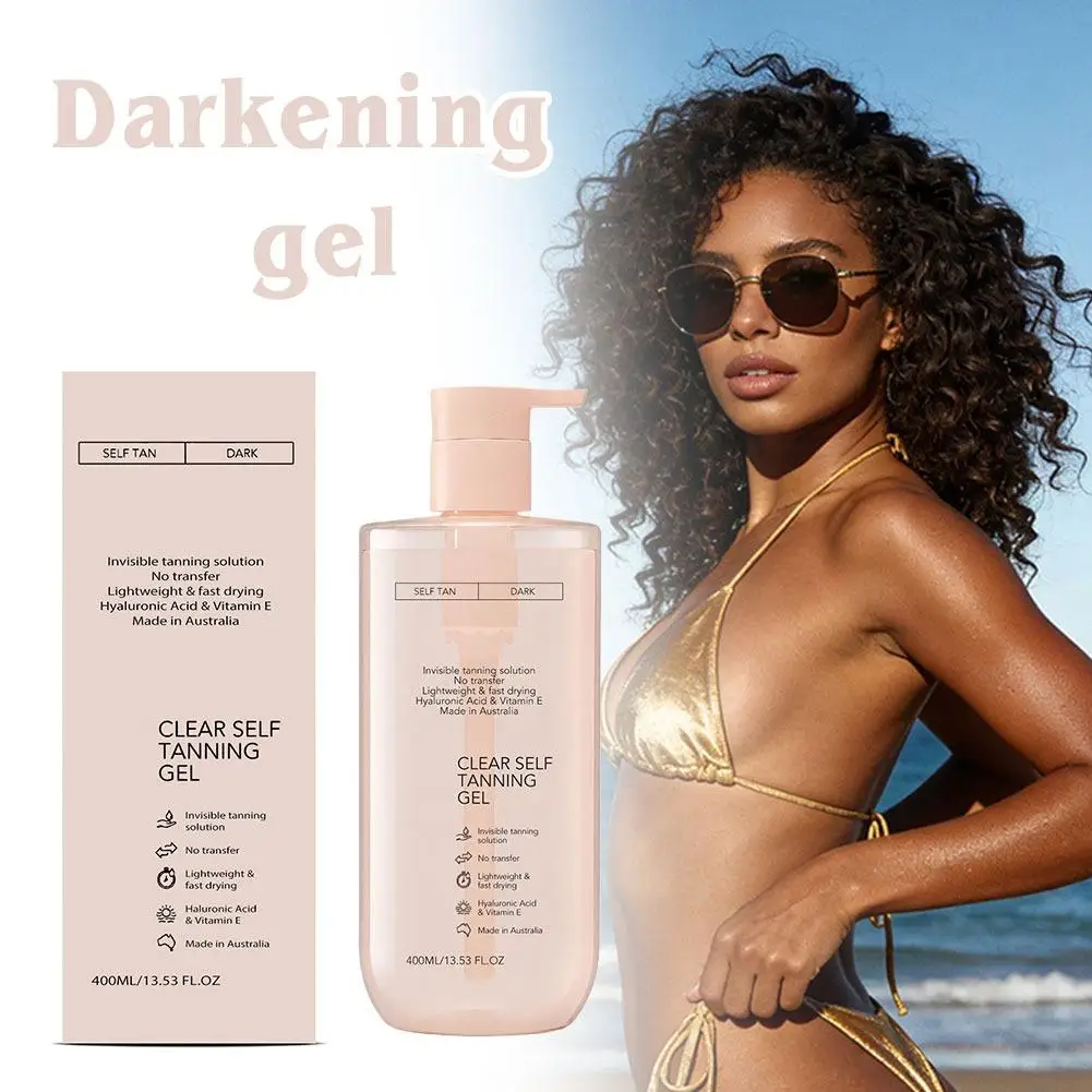 400ml Clear Self Tanning Gel Sunless Bronzer Natural Wheat Glow Hydrating Hyaluronic Acid Fast Drying Non-streak No Transfer