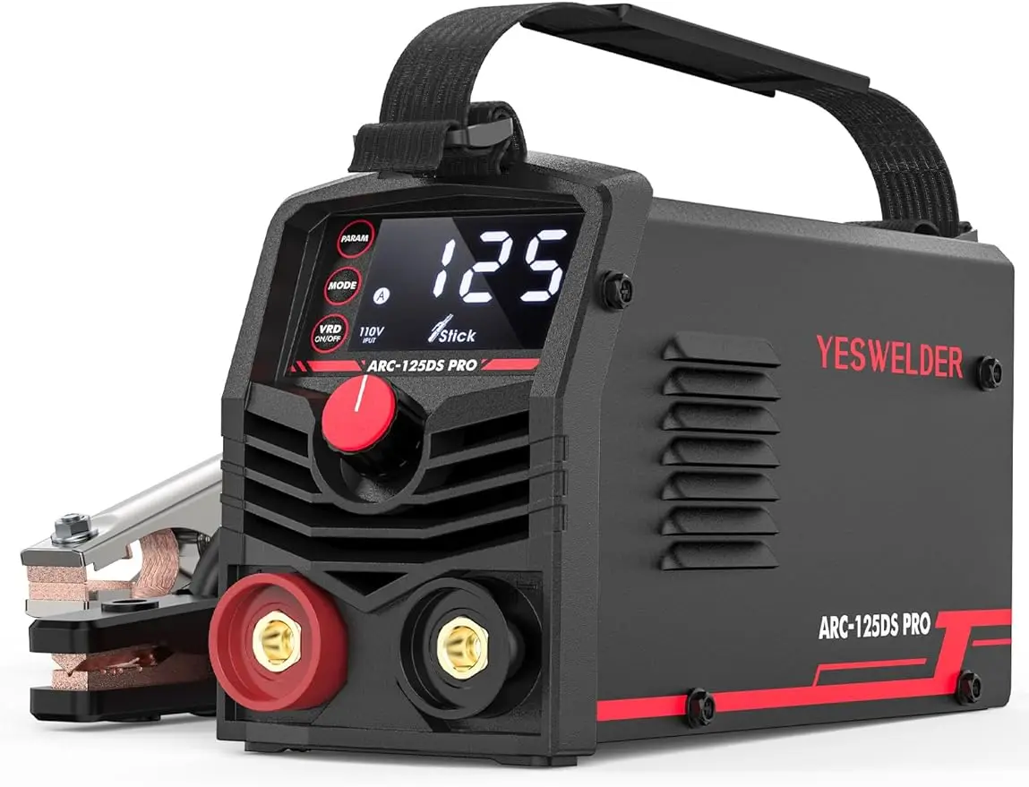 

YESWELDER Mini Stick Welder Portable, Large LED Display 125Amp ARC Welding Machine,110V MMA Welder machine with Hot Star