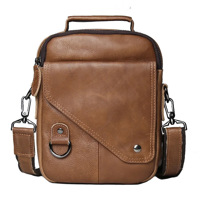 

Men's Vintage Distressed Leather Crossbody Bag, Casual Retro Messenger Shoulder Bag, Small Handheld Briefcase for Travel