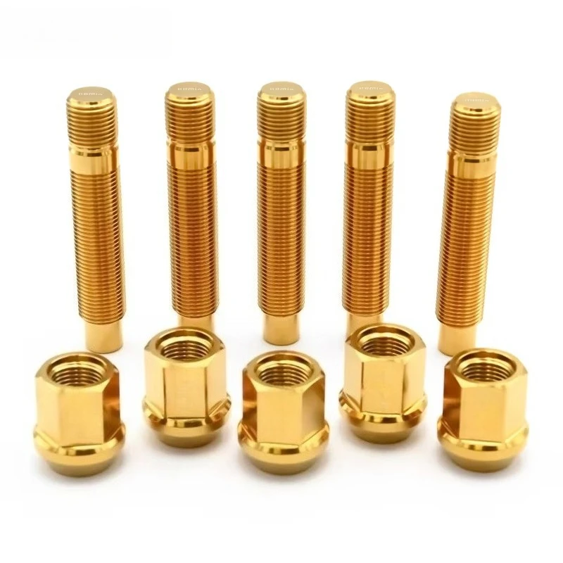 M12*1.5mm Gr.5 Titanium Ti-6Al-4V Car Lug Bolt Stud  Wheel Stud Kits Titanium Wheel Nut for BMW Racing Car