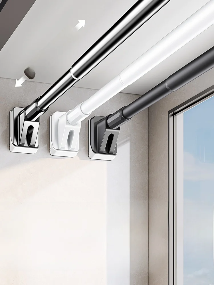 

Стержень для белья из нержавеющей стали без сверления, регулируемая длина, фиксированный карниз для балкона, карниз для ванной, поддерживающий вес