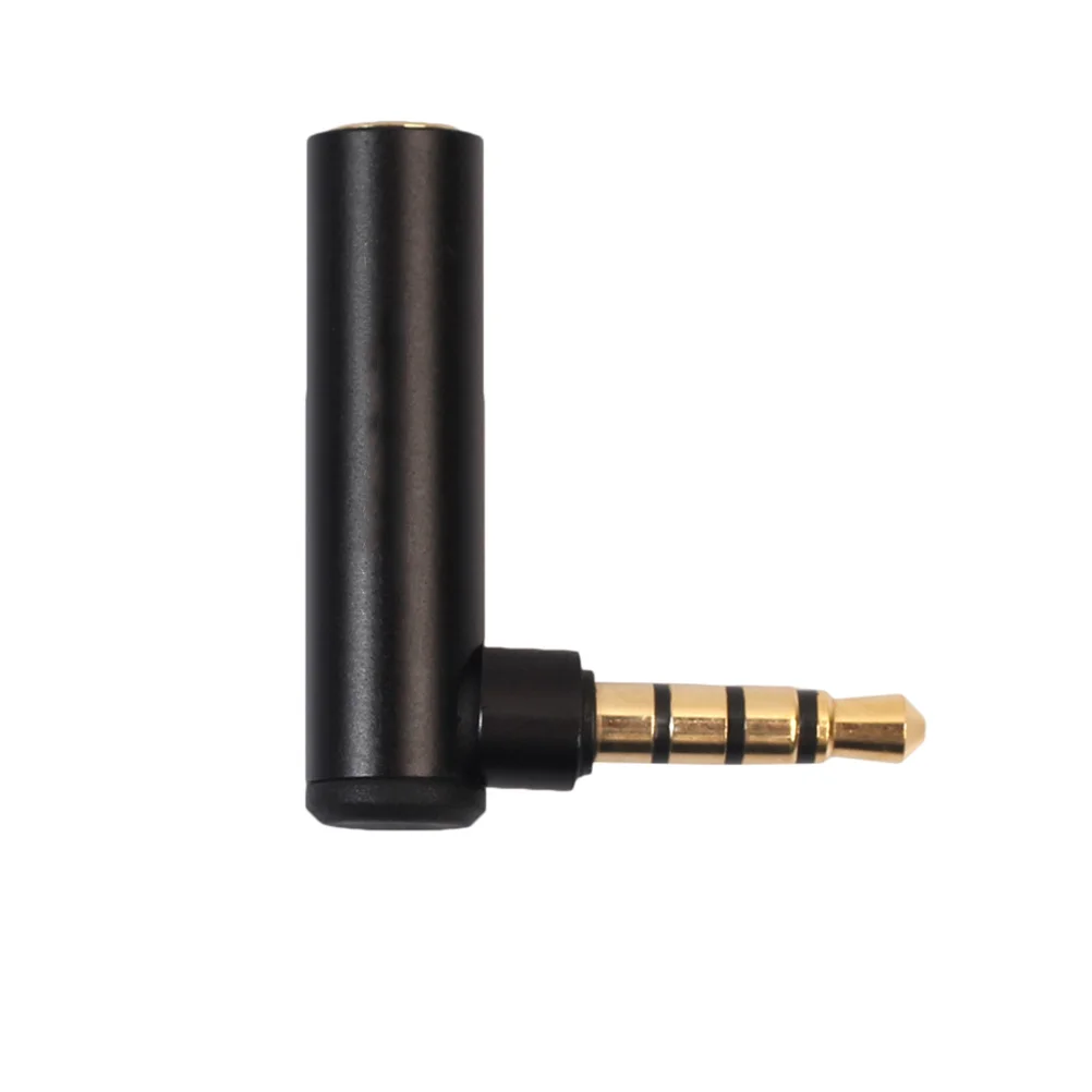 

3.5mm Male to Female 90 Degree Adapter Black Aluminum Alloy Gold Plated for Mobile Phones Computers Tablets Laptops Digital