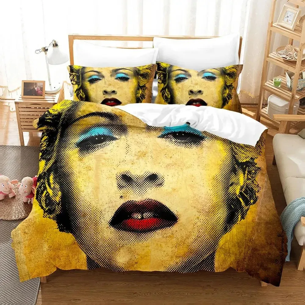 3PCS Single-sided Printed Bedding Set ,Comforter Madonna Duvet Bedding Cover Pillows Comfortable Bedspreads Queen Bedding Set