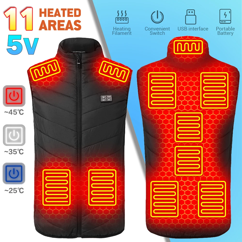 Heated Vest Winter Thermal Vest Motorcycle Cross-country Skiing Heated Jacket Vest Anti-freeze USB Powered Clothing Men Women