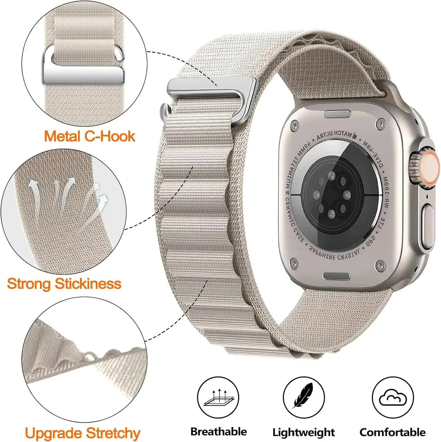 Ceinture à boucle alpine pour Apple Watch, bande en nylon, bande iWatch Series 6, 5, 4, SE, Ultra 2, 49mm, 10, 9, 8, 7, 10, 46mm, 42mm, 45mm, 41mm, 44mm, 40mm