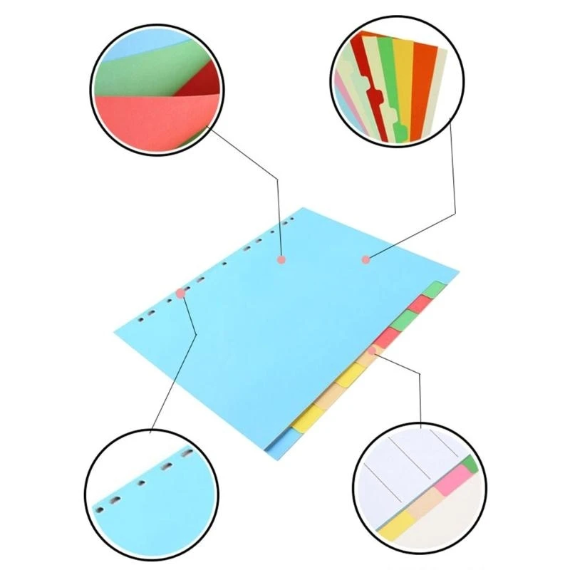 R1WD 2x Colorful Folder Dividers A 4 File Dividers Multifunctional Index Dividers
