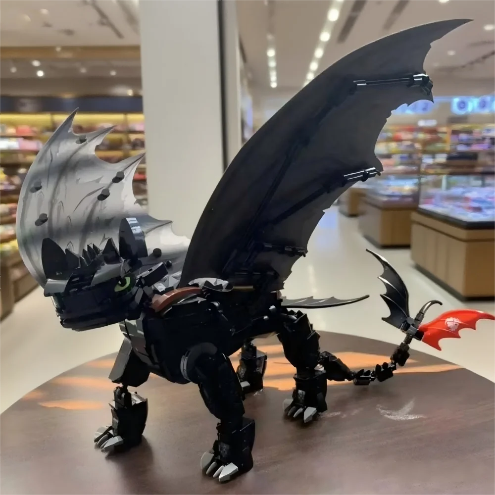 

1026PCS Stealth Dragon Building Set Glow-in-the-Dark Fantasy Model Kit with Articulated Wings Display Stand for Adult Collectors