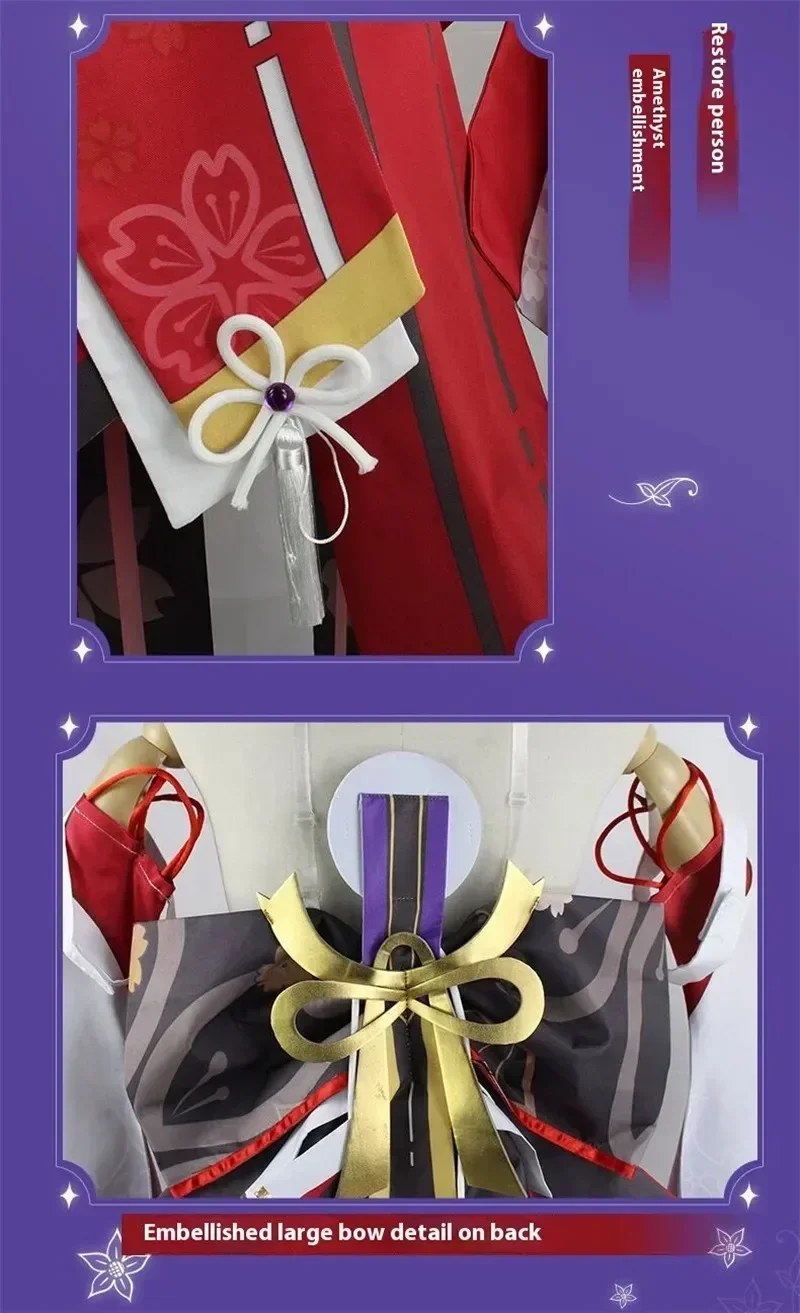 Kostum Cosplay Game Genshin Yae Miko Cos pakaian Halloween set gaya Cina rubah telinga jepit rambut untuk permainan Wanita