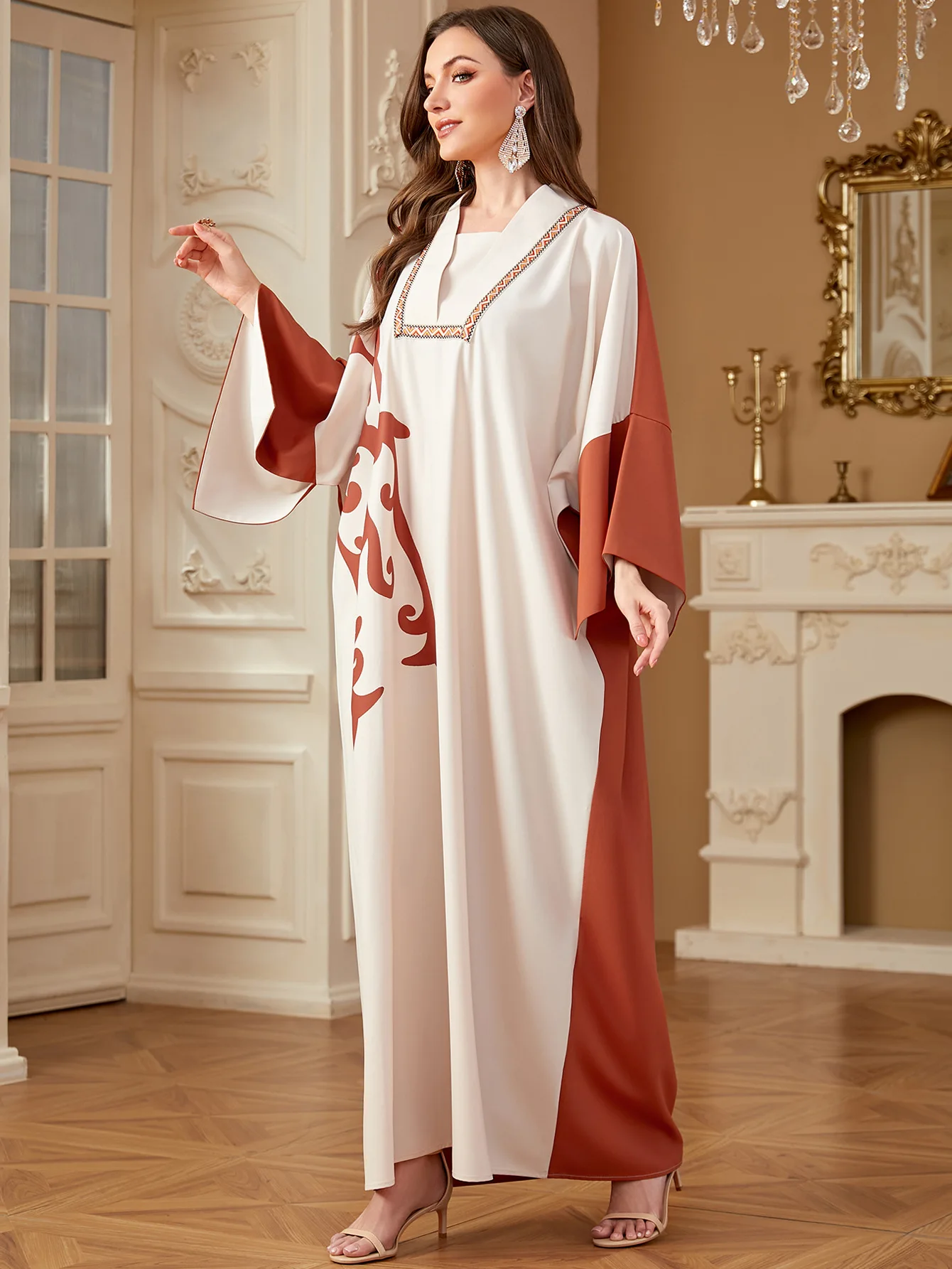 Femmes musulmanes Patchwork manches chauve-souris robe Eid Mubarak Djellaba Ramadan Abaya dubaï caftan turquie Kebaya Caftan Marocain Femme