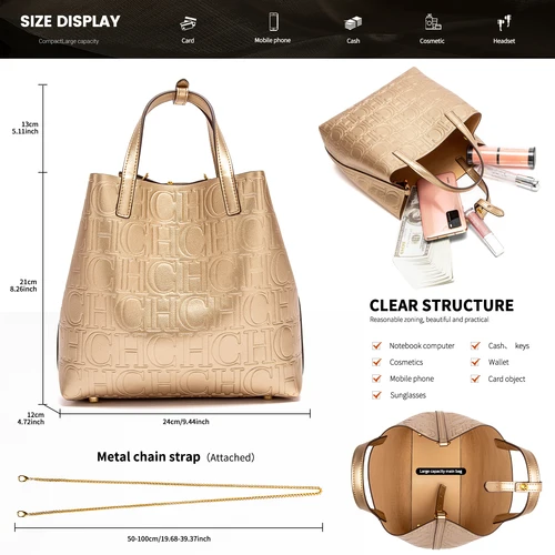 Imagen 2 del producto CHCH Bolso de mano para mujer, bolso de mano sencillo con relieve de primavera, bolso de negocios para mujer de gran capacidad