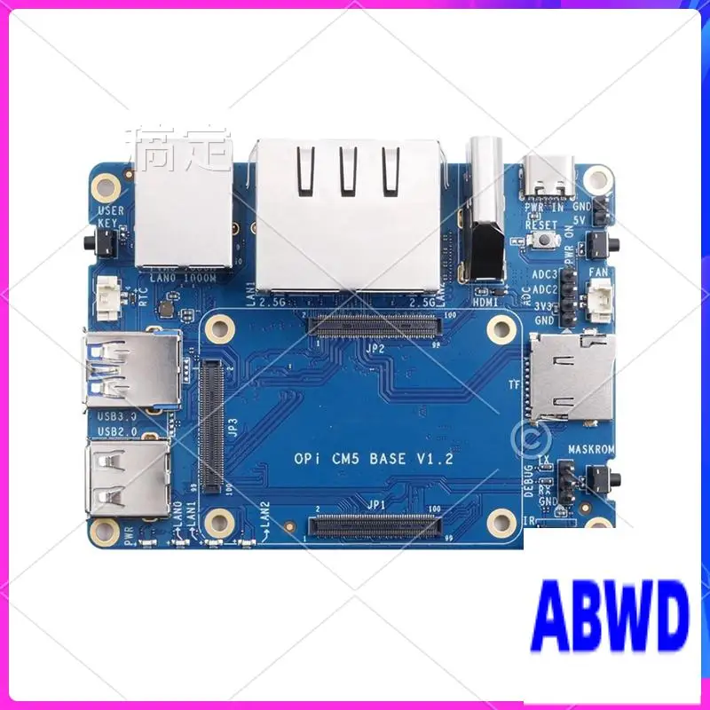 لوحة قاعدة WD-CM5 مع منافذ LAN 2X2.5G، ومنفذ 1Xgigabit LAN، وموصلات CM5 القياسية، ولوحة حامل CM5 لـ Orange Pi CM5