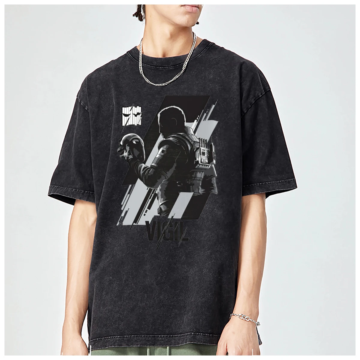 Game Rainbow Six hiphop Cool printe six siege Oversized t shirt mens Womens Trendy Fashion Casual Vintage Washed Cotton Tops Y2k