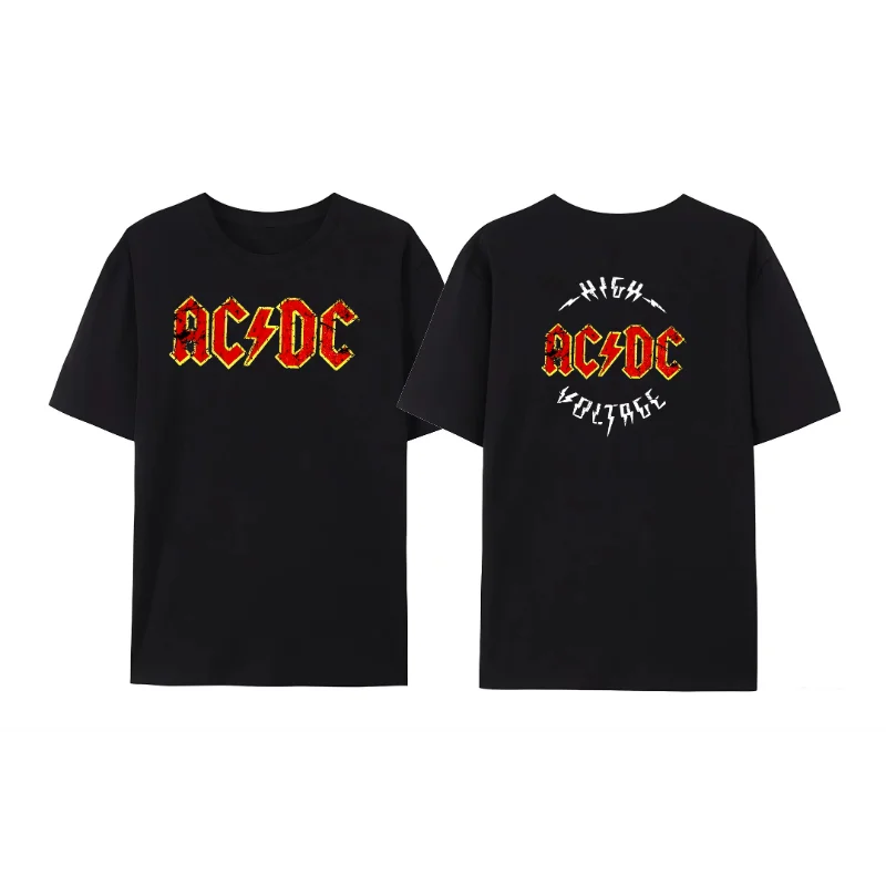 

Summer fashion rock band AC DC t-shirt casual wear men's short-sleeved casual hip-hop fashion round neck top S-6XL