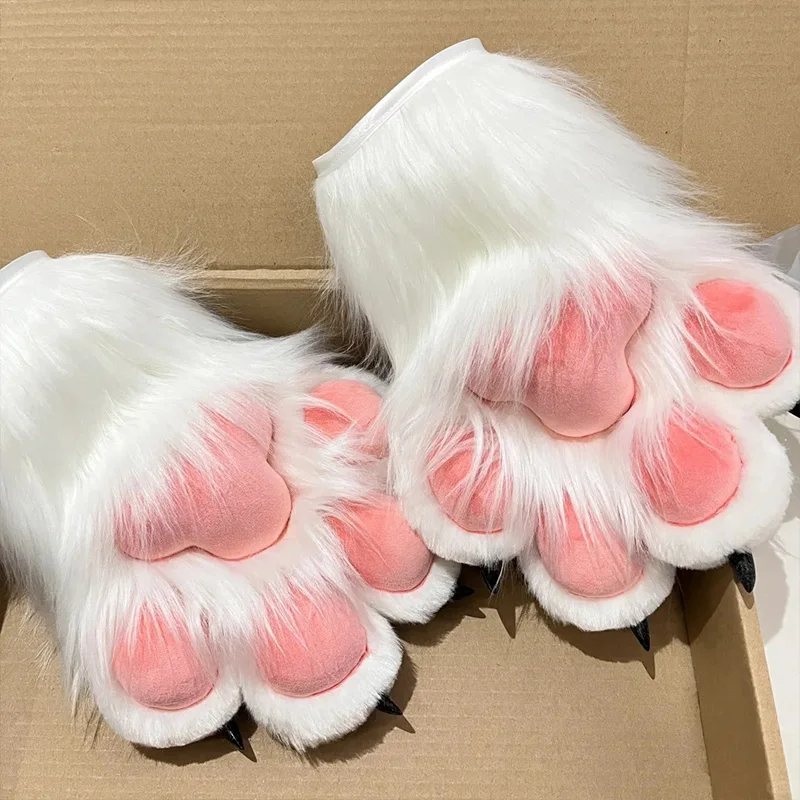 2025年新冬カワイイぬいぐるみキュートな猫の手型グローブ漫画コスプレコスチュームグローブふわふわファー付き暖かいコスプレ小道具ミトンギフト