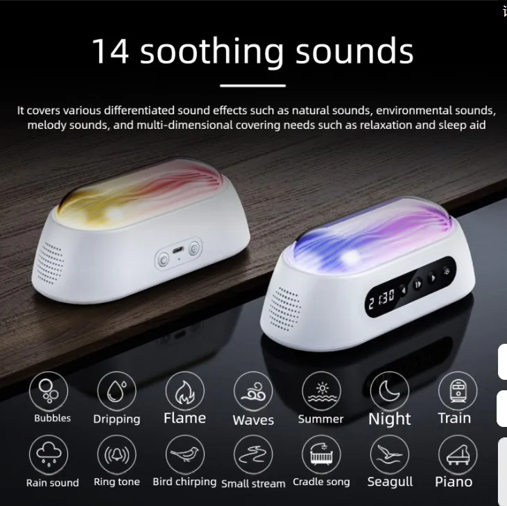 Best Selling Waterproof Heavy Bass Smart Portable RGB Night Light Speakers System Auto-Shutoff Timer Alarm Clock Touch Control