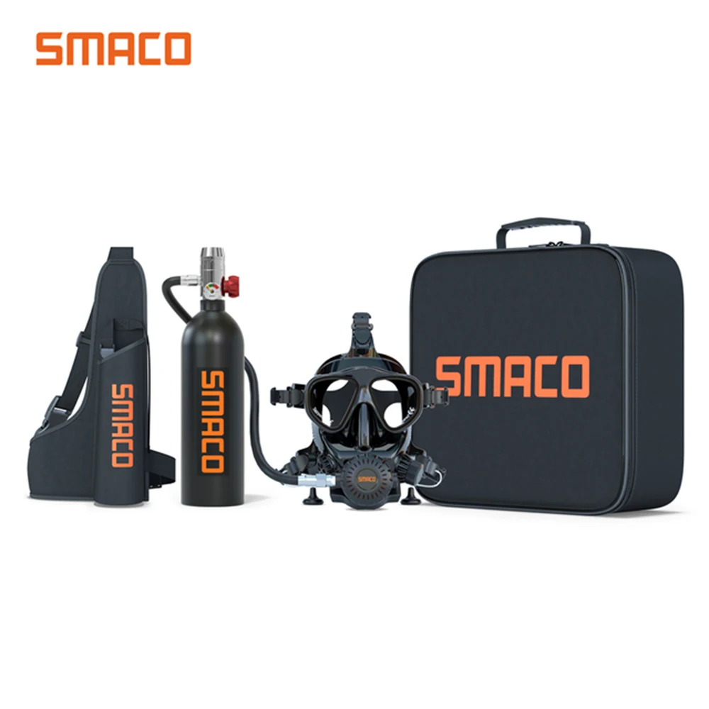 SMACO-Mini Scuba Diving Tank, Full Face Snorkeling Mask, Reusable Pony Bottle Cylinder, Underwater Exploration Rescue