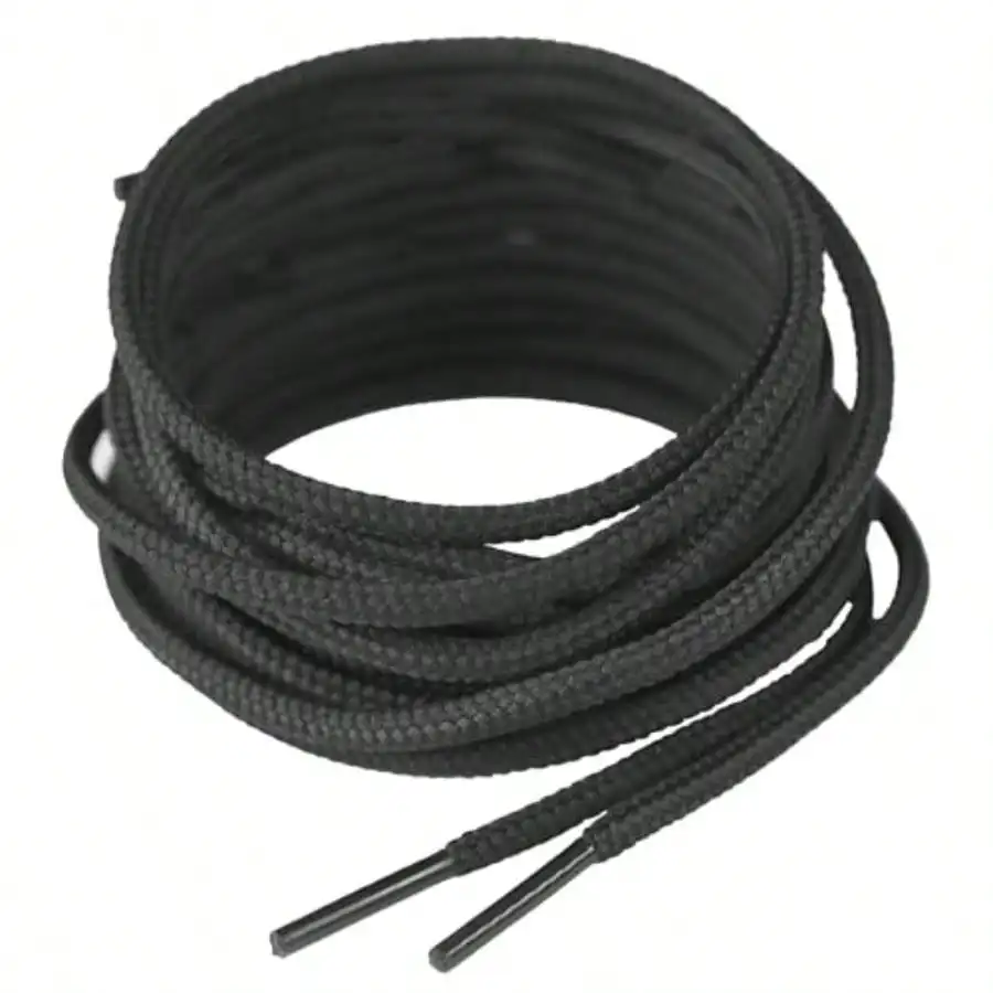 Icol [4 Pairs Round Boot Laces - Strong Durable Soelaces Work Boo I Soes And Outdoor Footwear - Black