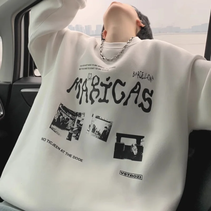 سويت شيرت American Sle ثقيل الوزن للرجال مقاس كبير 300 تصميم طباعة Pou Cound Ne Jaet للأولاد المراهقين