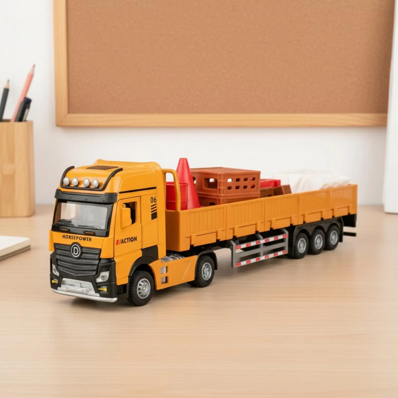 

1:32 Scale Flatbed Vehicle Realistic Design Alloy Transport Vehicle Playset Tractor Carriage Model Pull-Rear Function