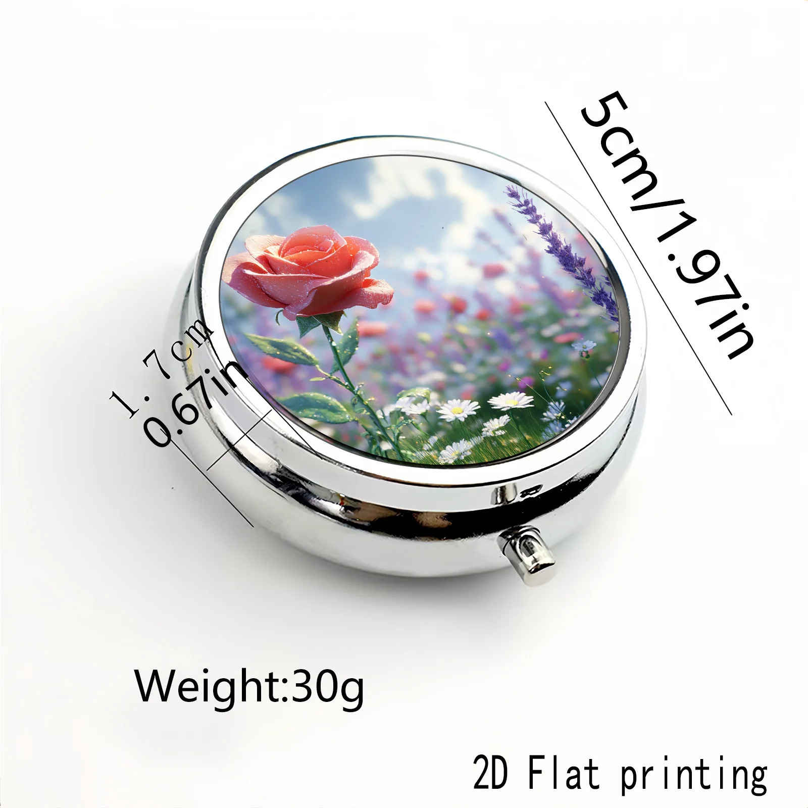 Flat-Printed Patterned Pink Rose Patterned Medicine Box, Adds Unique Charm, Can Be Used as a Small Jewelry Box, Mini Decorative Box, Medicine Sorting Box, Small Item Organizer, Small Item Storage Box, for Storing Small Items Like Eyelash Cosmetics, Small Pills, Small Souvenirs, Small Items, Medicines, and Small Jewelry, Easy to Carry When Going Out.