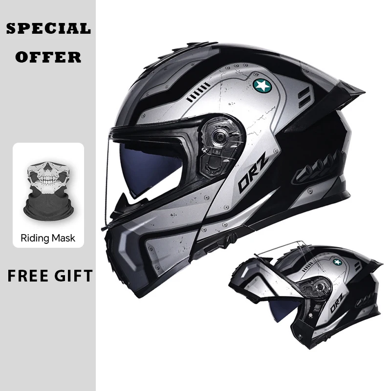 

Flip Up Helmet Dual Visor Flip Up Motorcycle Helmets Men Women Double Lens Modular Helm Moto Riding Scooter DOT Approved
