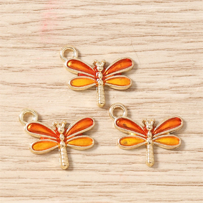 10 Stück 15 x 12 mm niedliche Emaille-Anhänger mit fliegender Libelle für die Herstellung von Halsketten, Ohrringen, Armbändern, DIY-Handwerk, Schmuckzubehör – Detail 9
