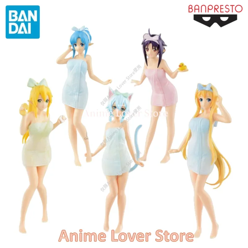 In Stock Original Bandai Banpresto EXQ Sword Art Online Anime Action Figure  hot spring Leafa Yuuki Alice Asuna Sinon