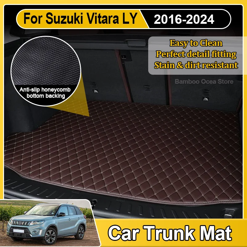 Car Trunk Mat For Suzuki Vitara 2016 Escudo LY MK4 2017~2024 Anti-Slip Storage Pad Luggage Tray Liner Easy Clean Car Accessories