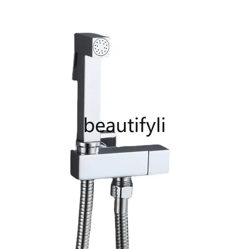 

Handheld woman washer set All copper square pressurized spray gun Toilet angle valve with nozzle