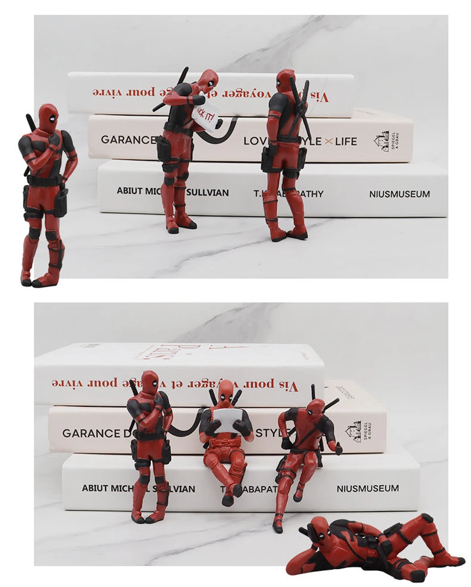 Deadpool Action Figure Sitting Posture Model Anime X-Men Mini Doll Decoration Pvc Collection Figurine Desk Car Toys 7cm 2 Styles